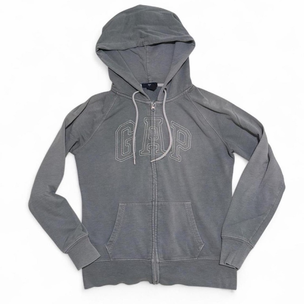 GAP Charcoal Gray Full-Zip Hoodie with Embroidered Logo